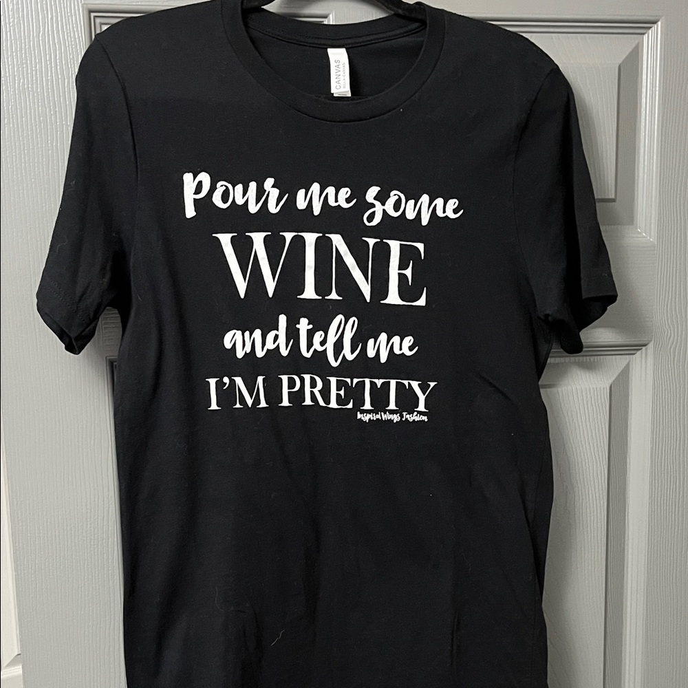 Bella Canvas Black Tee with White Wine Quote